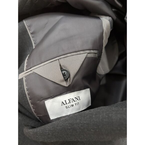 Alfani Mens Blazer Jacket Sz 44S Gray Solid Poly Rayon Slim 2 Button Sport Coat - Picture 4 of 7